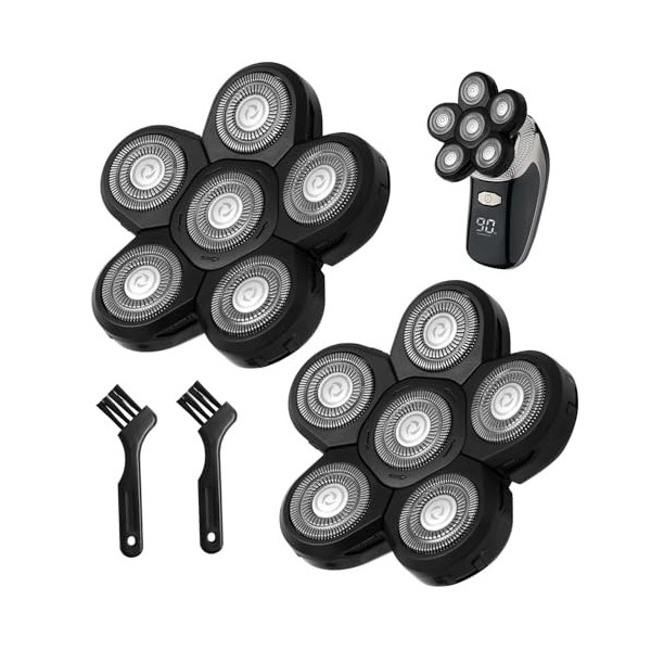 Lot de 2 têtes de rechange universelles pour rasoir électrique 6D pour homme chauve, facile à installer, pour rasoir humide e