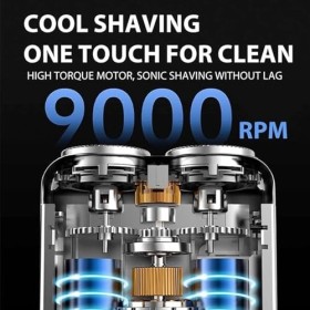 Rasoir Electriques, 9000rpm IPX7 Etanche Mini Rasoir de Voyage 60 Jours DUtilisation Prolongée Avec Lame tranchante en acier