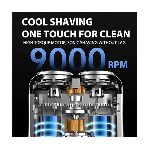 Rasoir Electriques, 9000rpm IPX7 Etanche Mini Rasoir de Voyage 60 Jours DUtilisation Prolongée Avec Lame tranchante en acier