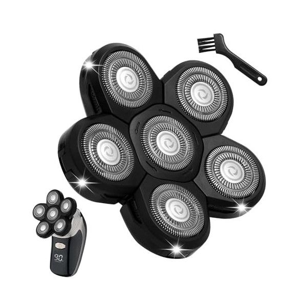 Têtes de rechange universelles à 6 lames compatibles avec Freebird Head Shaver, 6D Blades Shaver Head for Men Freedom Shaving