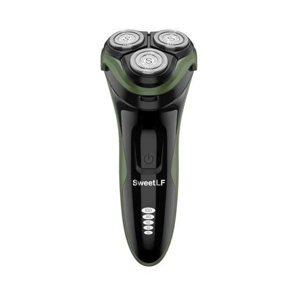 SweetLF Rasoir Electrique Homme Rechargeable avec Tondeuse Barbe IPX7 Etanche Technologie 120 min dAutonomie SWS7105 Vert Ol
