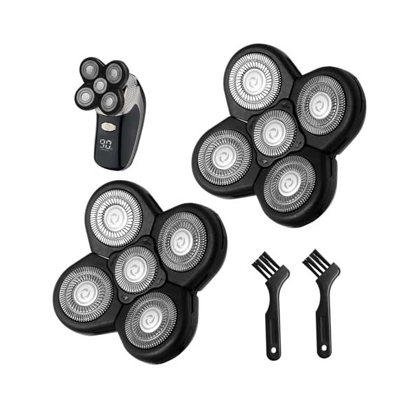 Lot de 2 têtes de rechange universelles pour rasoir électrique 5D pour homme chauve, facile à installer, pour rasoir humide e