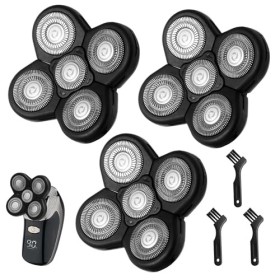 Lot de 3 têtes de rechange universelles pour rasoir électrique 5D pour homme chauve, facile à installer, pour rasoir humide e