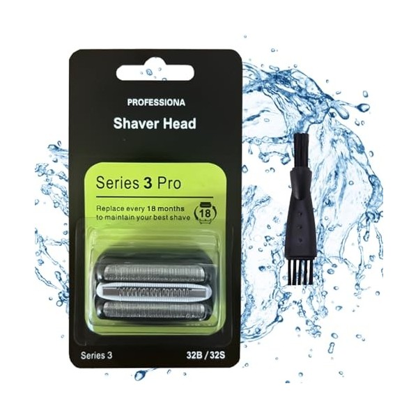 INBOLM 32B S3 Tête de rasoir de rechange compatible avec Braun Series 3, tête de rasage, pour tête de rechange série 3, acces