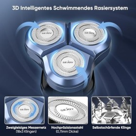 Sejoy Rasoir électrique pour le visage des hommes, sans fil, rasoir rotatif rechargeable par USB, kit portable 5 en 1, rasoir