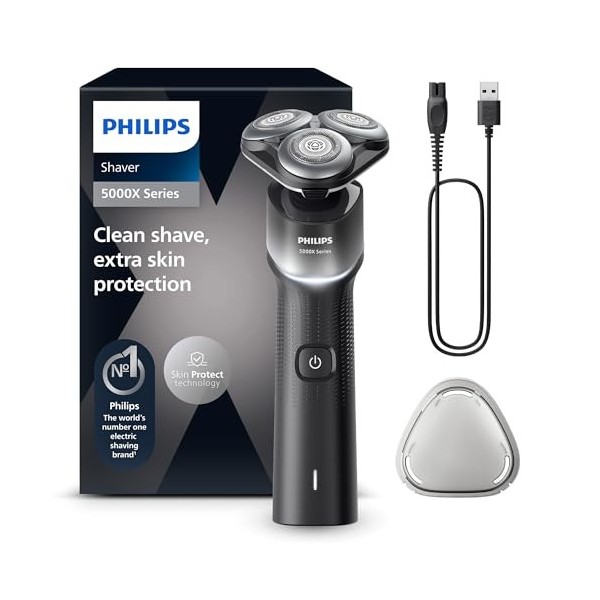 Philips 5000X Series - rasoir, rasoir électrique 100 pourcent étanche, technologie SkinProtect, tête flexible à 360°, 1 h de