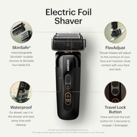 MANSCAPED® The Chairman™ PRO Men’s Foil Shaver - Two Interchangeable Blade Heads, SkinSafe® Four-Blade Foil & Stubble Trimmer