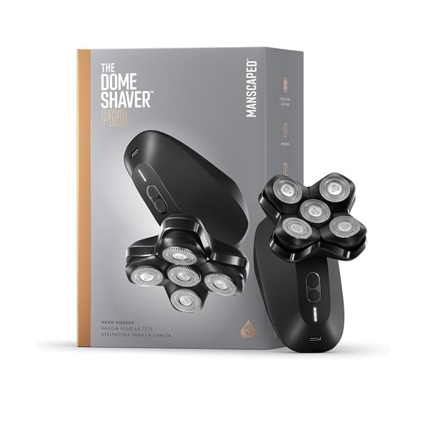 The Dome Shaver™ PRO MANSCAPED® : Rasoir pour la tête pour Homme – Cinq têtes de rasage, Technologies SkinSafe® & FlexAdjust,