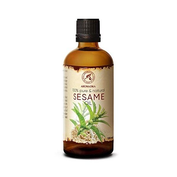 Huile de Sésame 100ml - Sesamum Indicum Seed Oil - Mexique - 100% Pur et Naturel - Huile Base - Soins Intensifs pour Visage -
