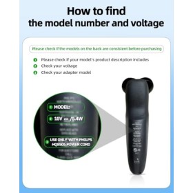 Chargeur Compatible avec Philips Rasoirs - pour HQ8505, 5000, 9000, 7000, 3000 Série, 1,8M 15V Bodygroom, Norelco S5050, AT7