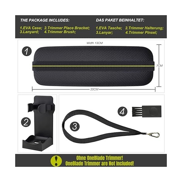 Woollo Étui de Voyage Rigide Portable Compatible avec Philips OneBlade Face + Body QP2734 QP2724 QP2824 QP230 QP220 QP437 QP2