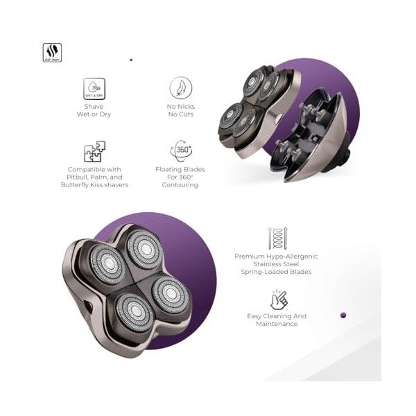 Skull Shaver Baron PRO 4 - Lame de Rasoir électrique Électrique pour Homme, Idéal Tête Chauve et Rasage Précis