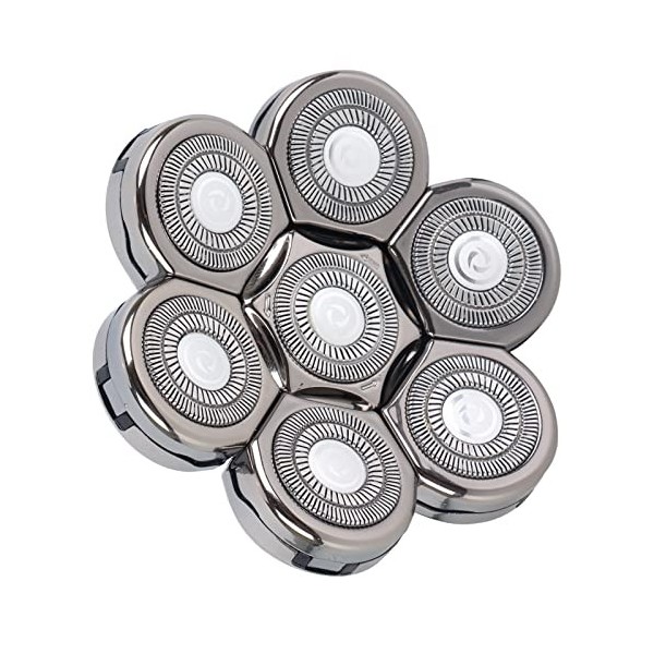 Qhecomce rasoir électrique tête de rechange manuelle, 7D lame de rechange 7 têtes de rasoir rotatives électriques pour la têt