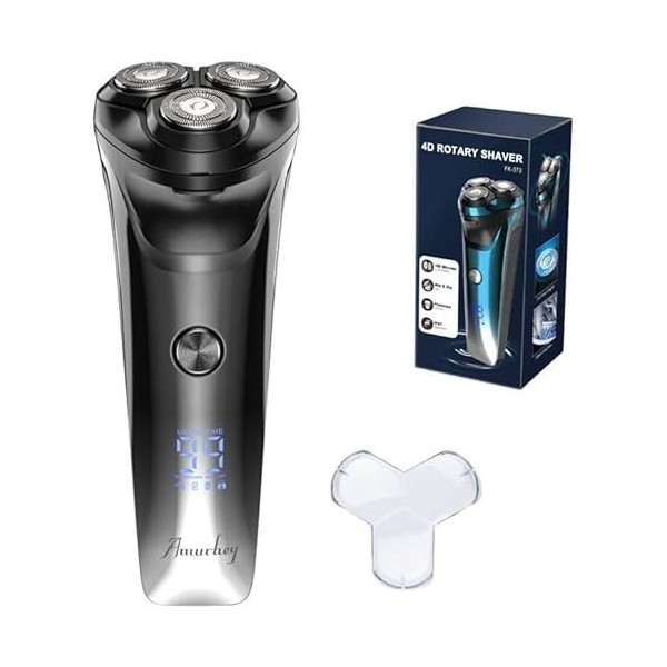 Rasoir électrique pour Homme [2024 New] Rasoir électrique Wet & Dry pour Hommes avec Tondeuse Rétractable, Rasoir Sans Fil - 