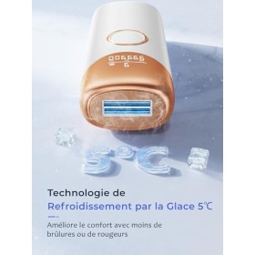 Épilateur Lumière Pulsée 3 en 1 avec Refroidissement par Glace, Épilateur Laser avec 9 Niveaux Dénergie, Fonction RH/SC/AR, 