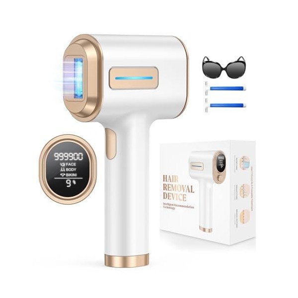 Haarlosy Épilateur Lumiere Pulsee de Glace, 999,900 Flashes IPL Épilation Laser avec 2 Modes, Épilateur Femme avec 9 Niveaux 