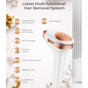 3-en-1 Épilateur Lumière Pulsée IPL, Max. 21J dénergie et 9 Niveaux dénergie Epilateur laser, 600NM-1200NM Épilateurs à Lum