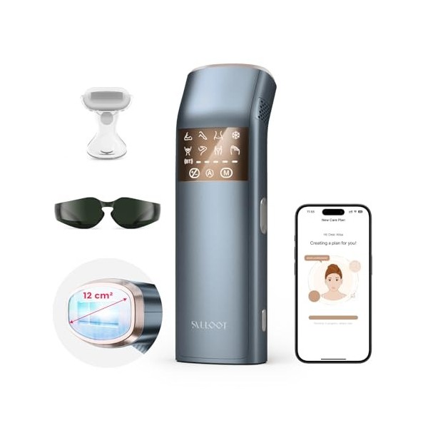 Épilateur Lumière Pulsée IPL pour les femmes et les hommes, Super Rapide Triple Pulsées, Refroidissement par Saphir à 3°C, In