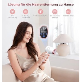 Épilateur Lumière Pulsée avec Fonction de Refroidissement, Max 21J Épilateur Laser Avec Écran Tactile LCD, 9 Niveaux Dénergi