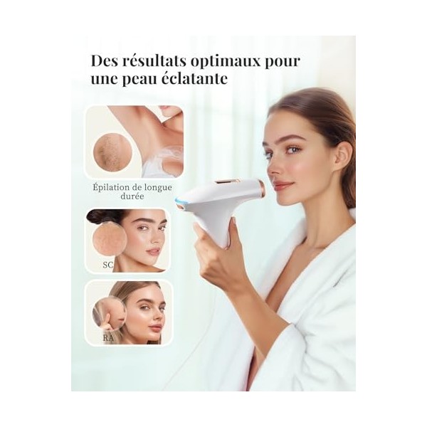 Haarlosy Épilateur Lumière Pulsée de Glace,IPL Épilateur Laser 999,900 Flashes avec 9 Niveaux et 3 Fonctions - HR/SC/RA pour 