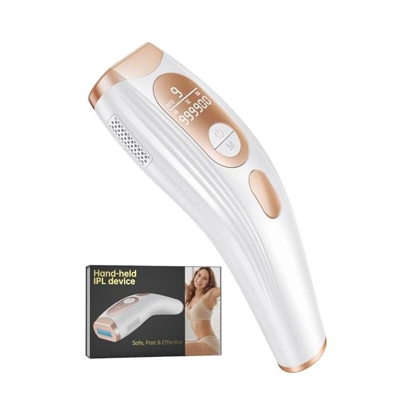 3 en 1 Épilateur Lumière Pulsée IPL avec Fonction de HR/RA/SC, 9 Niveaux dEnergie, Epilateur Laser pour Femme Homme Visage C