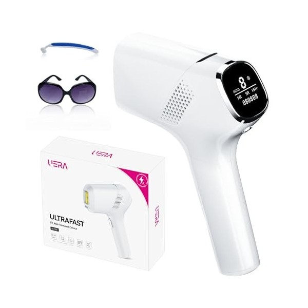 Uera 3-en-1 Epilateur Lumiere Pulsee IPL, 3 fonctions avancées HR/SC/RA, 999 900 impulsions lumineuses, appareil dépilation 
