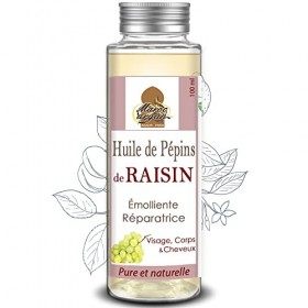 Huile végétale de Pépins de Raisin naturelle– Hydratante et Émolliente – Peau et Cheveux – Pressée à froid - 100ml