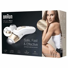 Braun Silk·expert Pro 5 Épilateur À Lumière Pulsée,B23 Blanc/Doré, Alternative À Lépilation Laser, Rasoir Venus et Sac Premi