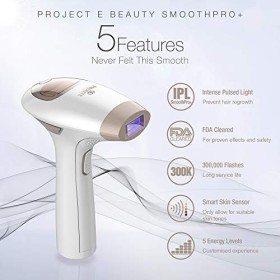 Project E Beauty Appareil dépilation IPL SmoothPro + | Épilation IPL approuvée par la FDA 300000 flashs Traitement permanent