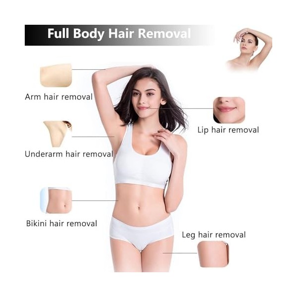 INFJMHAA Appareil dépilation indolore avec refroidissement glacé IPL pour femme sur les aisselles, le dos, les jambes, les b