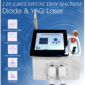 Appareil dépilation 808 nm 2 en 1 Nd YAG Machine délimination des tatouages, 532 755 1064 1320 nm Élimination des cicatrice