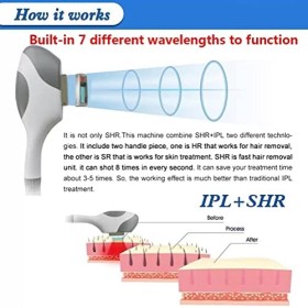 2 poignées e-Light SHR Opt IPL épilateur Machine de beauté, rajeunissement de la Peau Tache de rousseur remova équipement de 