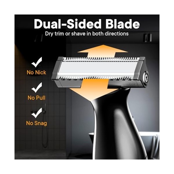 Tondeuse pour homme - Funstant Safe Manscape - Pour le corps, les poils pubiens et intimes - Résistant à leau - Humide/sec -