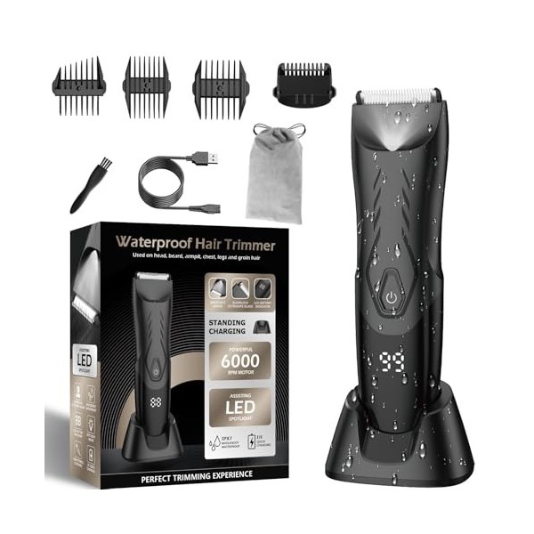 Tondeuse à poils pour homme, tondeuse publique/balle/goin avec protection sans danger pour la peau, tondeuse étanche à charge