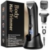 KUAIVO Tondeuse Corps Homme, Tondeuse Homme Partie Intime 2 en 1 IPX7 étanche avec lumière LED/station de charge debout, Type