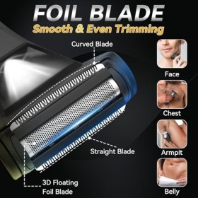 VIKICON Tondeuse et rasoirs 2 en 1 pour homme, tondeuse électrique Manscape pour poils daine et de pubis, lames à double têt