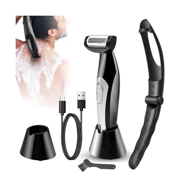 Rasoir électrique pour le Dos pour Hommes, épilation du Dos, Tondeuse pour le Dos pour Hommes, Portée Extrême, Poignée Amovib