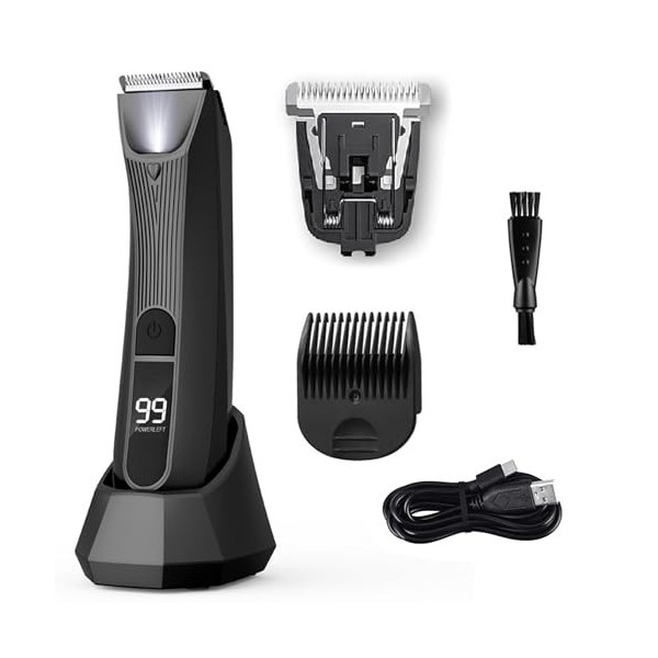 Tondeuse Corps Homme Intime: Tondeuse Homme Partie Intime Étanche Rechargeable par USB avec Lumière LED et Affichage pour Ais