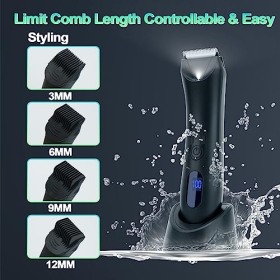 Wula Tondeuse à poils pour homme, tondeuse à balles pour homme, tondeuse étanche avec lame légère et en céramique, station de