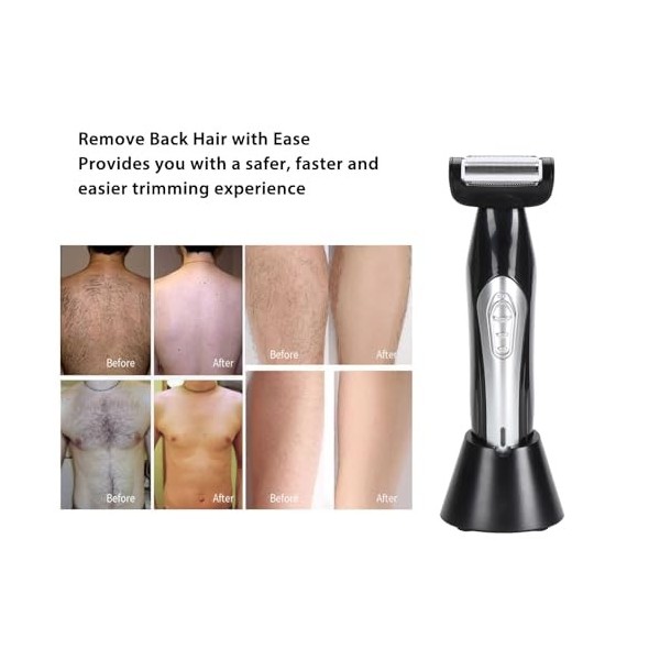 Rasoir pour le Dos, Tondeuse pour le Corps pour Hommes, Poignée Amovible à Portée Extrême, Rasage Humide ou Sec, Rasoir pour 