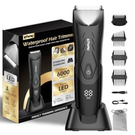 ENSSU Tondeuse à poils pour homme, à laine pubienne avec lame sûre, rasoir à balle sans fil pour homme avec lumière et stati