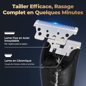 Ualans Tondeuse Intime Homme, Tondeuse Corps Homme, Étanche IPX7, Charge Rapide De 90 Minutes Via USB Ou Base De Chargement, 