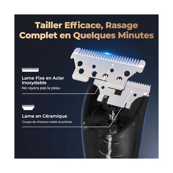 Ualans Tondeuse Intime Homme, Tondeuse Corps Homme, Étanche IPX7, Charge Rapide De 90 Minutes Via USB Ou Base De Chargement, 