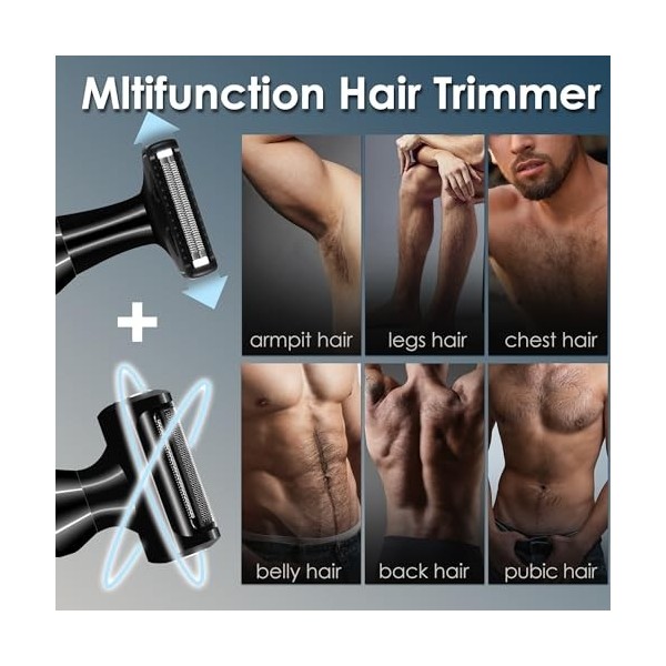 ULAIDO Tondeuse électrique pubienne pour homme, imperméable, pour corps mouillé/sec, pour tout le corps et les personnes priv