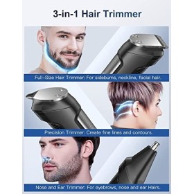 Tondeuse à barbe pour homme, tondeuse pour nez et oreilles, kit tout-en-un pour homme, tondeuse à cheveux rechargeable sans f
