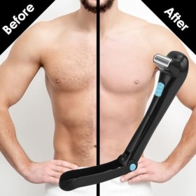 Electric Back Hair Shaver, Portable DIY Long Handle Back Hair Removal, Foldable Body Shaving Groomer, Man Back Razor Shaver F
