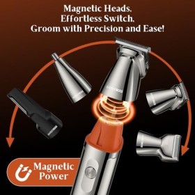 BarberBoss Tondeuse à barbe, Tondeuse à cheveux pour hommes, Kit de toilettage barbe 5 en 1 pour hommes, Ensemble de tondeuse