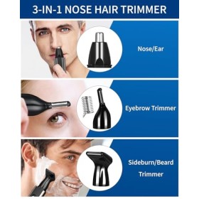 Tondeuse Nez, Usb Rechargeable Tondeuse Nez Oreilles Homme, Professionnelle 3en1 Sans Douleur Tondeuse Nez, Epilateur Sourcil