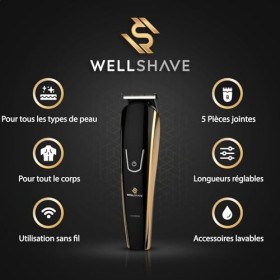 Wellshave 5 en 1 Tondeuse Barbe Hommes Pro - Tondeuse Barbe et Corps, Rasoir de Sureté Homme, tondeuse de finition, tondeuse 
