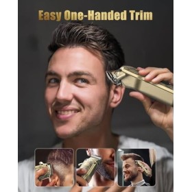 Tondeuse à barbe professionnelle sans fil pour homme - Lames en T - Toilettage à tête chauve - Tondeuse à cheveux avec 180 mi